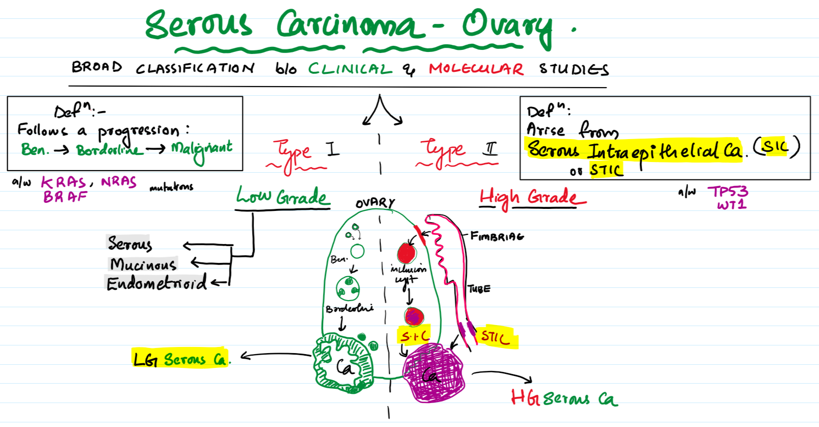 Low Grade And High Grade Serous Carcinoma Ovary Pathonotes